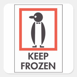 Adesivo Quadrado Placa Divertida de Penguim Congelado