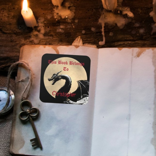 Adesivo Quadrado Placa do Dragão Mítico Personalizada (Criador carregado)