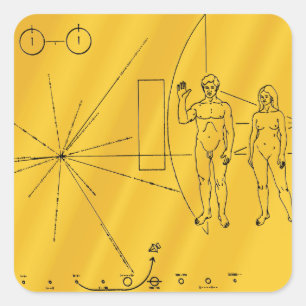 Adesivo Quadrado Placa Dourada da Sonda Espacial Pioneer 10 da NASA