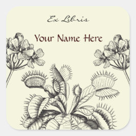 Adesivo Quadrado Placa Floral de Planta Carnívoro