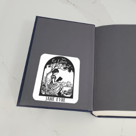 Adesivo Quadrado Placa - Rapariga Lendo Na Árvore