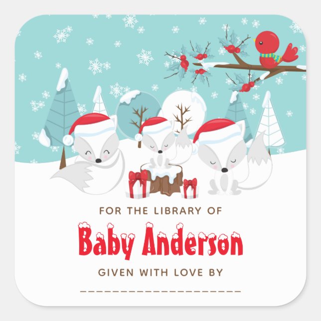 Adesivo Quadrado Placa reserva de Wonderland da Fox do Ártico (Frente)