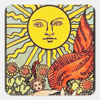 Adesivo Quadrado Placa Tarot Sun