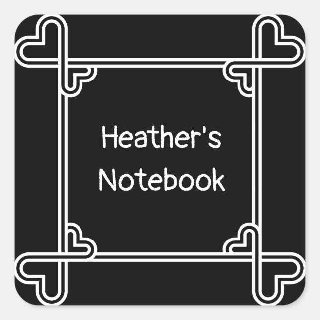 Adesivo Quadrado Placas ornamentais brancas e pretas personalizadas (Frente)