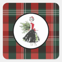 Adesivo Quadrado Plaid Christmas Sticker