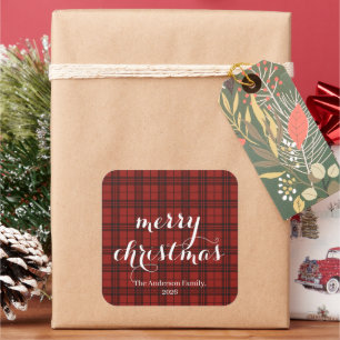 Adesivo Quadrado Plaid Clássico Feliz Natal Festivo - 