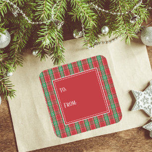 Adesivo Quadrado Plaid Vermelho e Verde de Natal Para e De