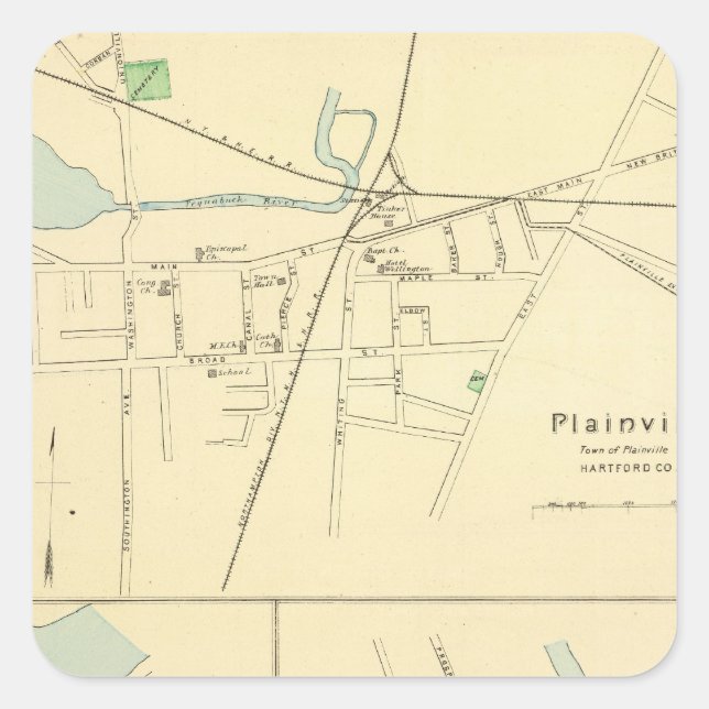 Adesivo Quadrado Plainville, Warehouse Pt, Windsor (Frente)