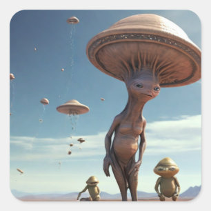 Adesivo Quadrado Planeta de Alienígena estranho