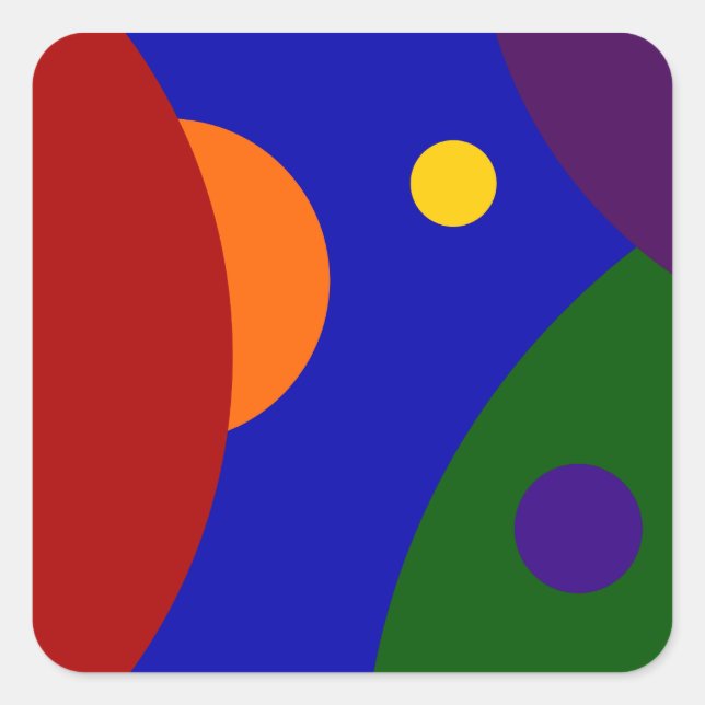 Adesivo Quadrado Planetas Arco-íris (Frente)