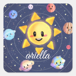 Adesivo Quadrado Planetas da Galáxia Espacial