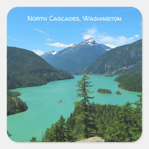 Adesivo Quadrado Planície do lago das montanhas em North Cascades W