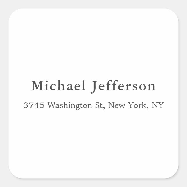 Adesivo Quadrado Planície Elegante Clássica Única Branca Preta (Frente)