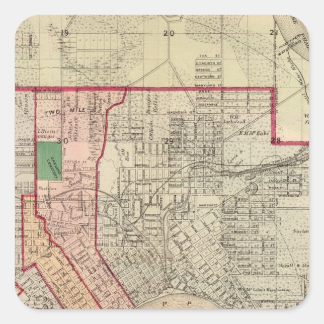 Adesivo Quadrado Plano da Cidade das Ruas, Paul e Vizinha (Frente)