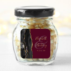 Adesivo Quadrado Plano de Casamento Preto Dourado Burgundy Ágata Ge