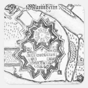 Adesivo Quadrado Plano de Mannheim, Alemanha 1690
