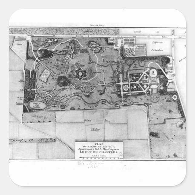 Adesivo Quadrado Plano de Parc Monceau em Paris (Frente)