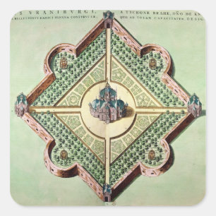 Adesivo Quadrado Plano do castelo e do obervatório
