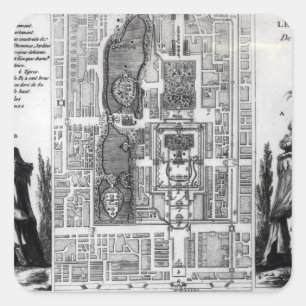 Adesivo Quadrado Plano dos jardins do imperador de Peking, de