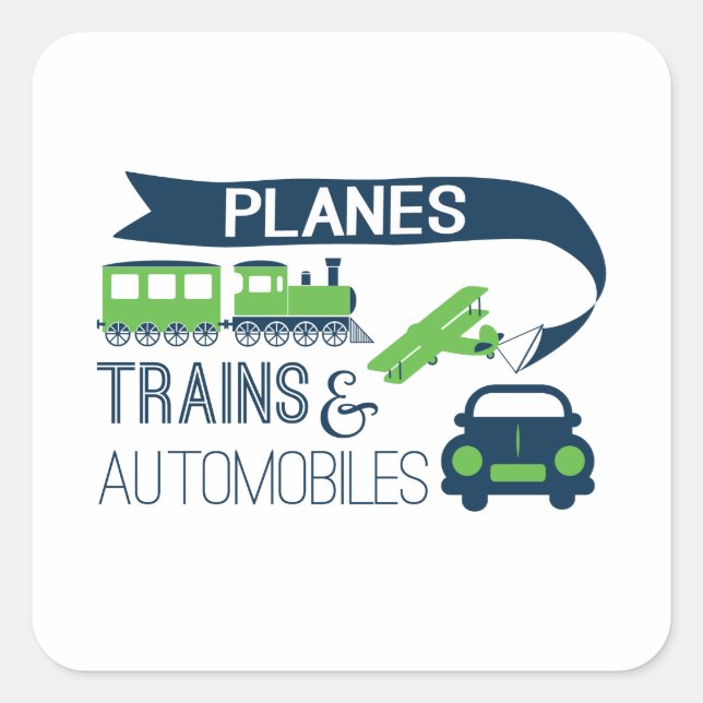 Adesivo Quadrado Planos de trem e autocolante (Frente)