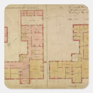 Adesivo Quadrado Planos para a casa vermelha, charneca de Bexley,