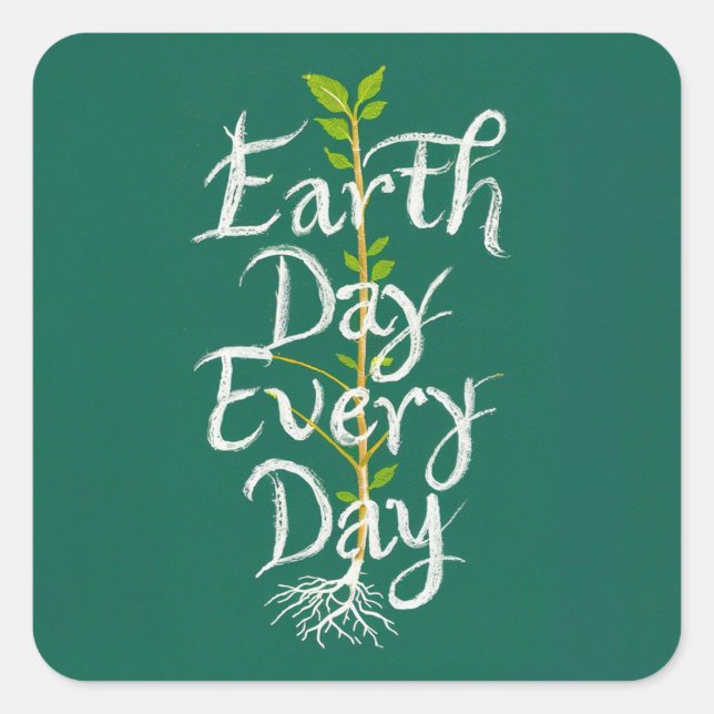 Adesivo Quadrado Planta do Dia da Terra todo dia (Frente)