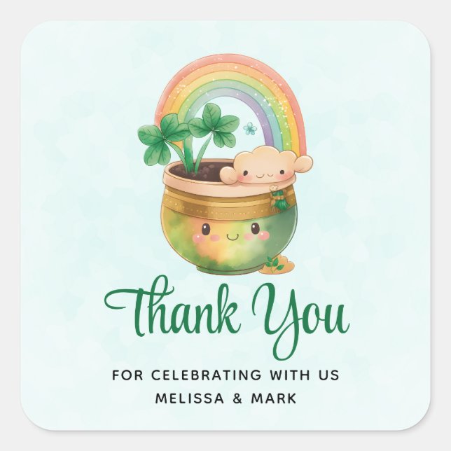 Adesivo Quadrado Plantador de Jardim Bonito com o partido Rainbow & (Frente)