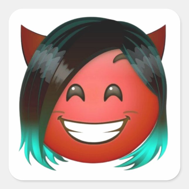 Adesivo Quadrado : Playful Devil Emoji Sticker (Frente)