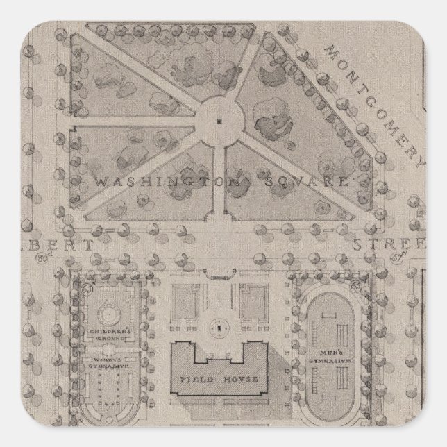 Adesivo Quadrado Playground, Washington Square, São Francisco (Frente)