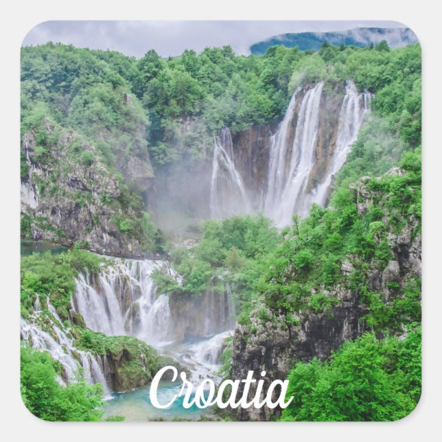 Adesivo Quadrado Plitvice lagos de cascata (Frente)