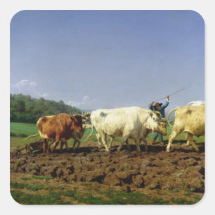 Adesivo Quadrado Ploughing em Nivernais, 1849