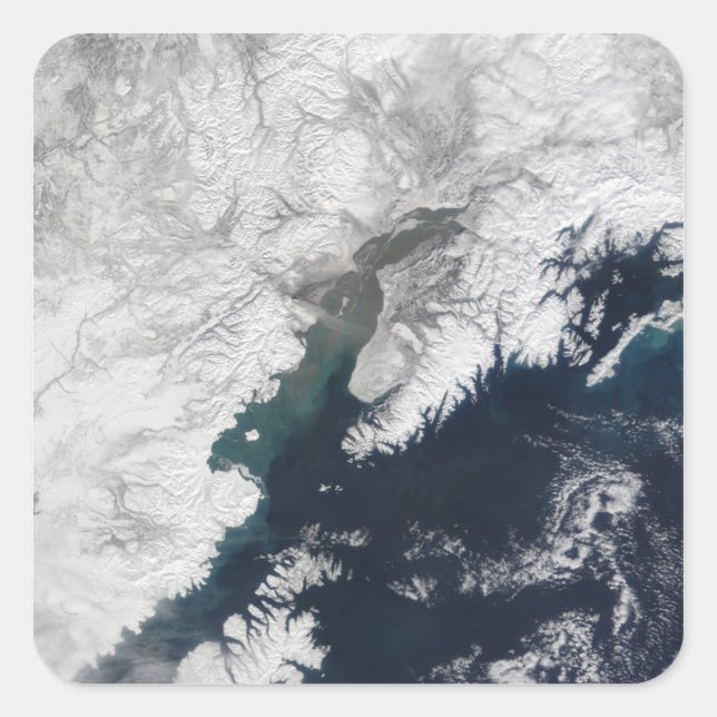 Adesivo Quadrado Pluma de cinzas do Monte Redúvida, no Alasca (Frente)