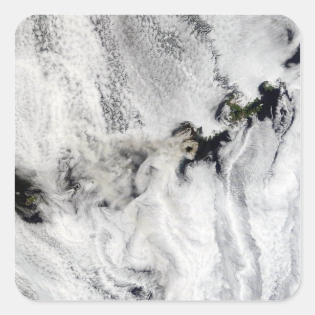 Adesivo Quadrado Pluma do vulcão Okmok, Ilhas Aleutas (Frente)