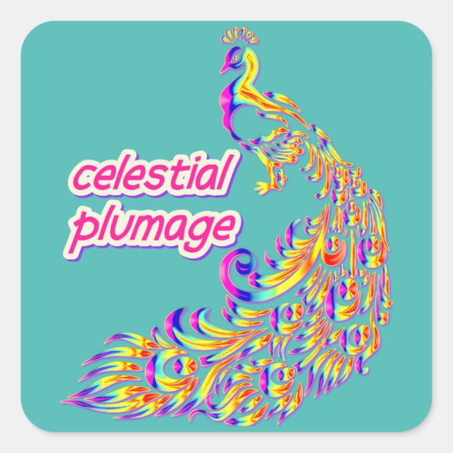 Adesivo Quadrado plumagem celestial (Frente)
