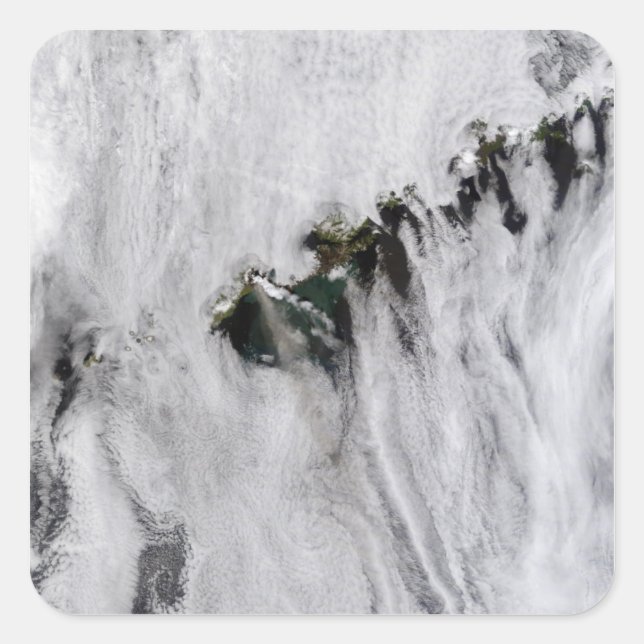 Adesivo Quadrado Plumas do vulcão Okmok, Ilhas Aleutas (Frente)