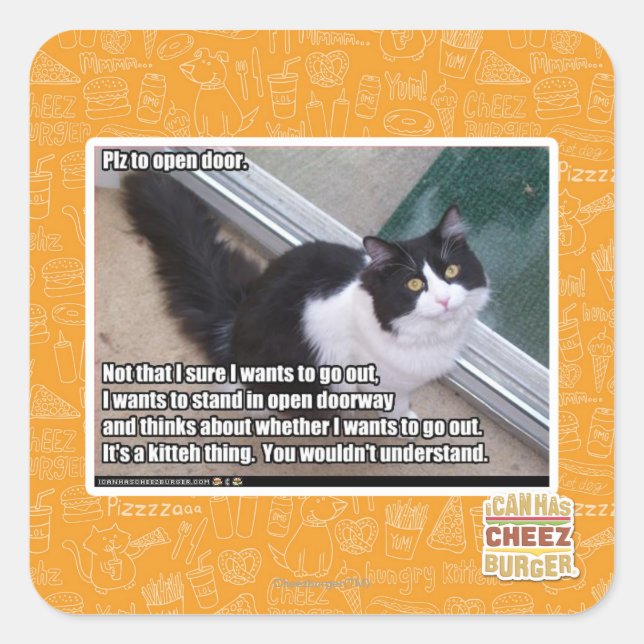 Adesivo Quadrado Plz para abrir a porta (Frente)