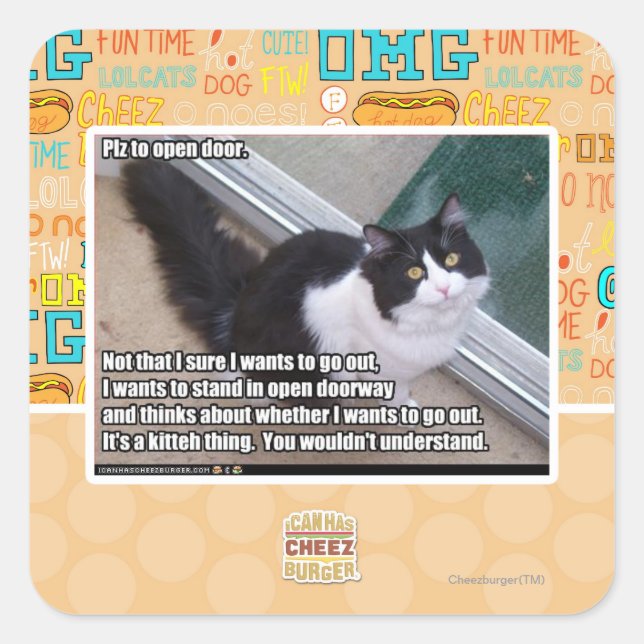 Adesivo Quadrado Plz para abrir a porta (Frente)