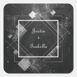 Adesivo Quadrado Pó Cósmico Moldura Black Diamond Casamento Moderno