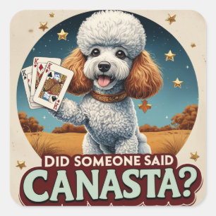 Adesivo Quadrado Poddle adora jogo de canasta 