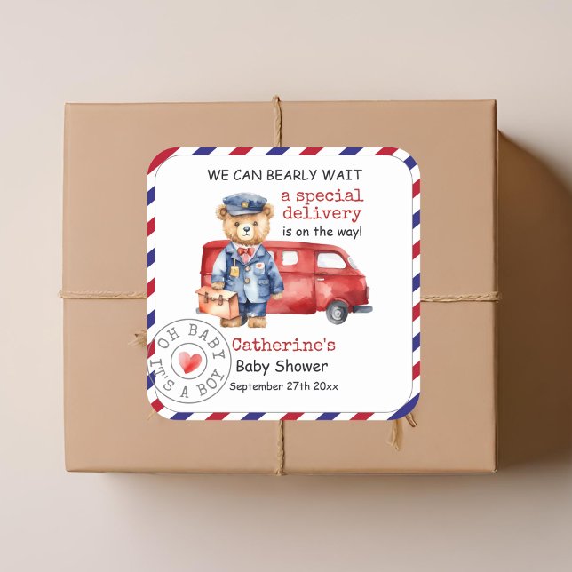 Adesivo Quadrado Podemos Esperar Chá de fraldas Especial de Entrega (Criador carregado)