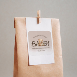 Adesivo Quadrado Podemos Esperar Chá de fraldas Obrigado