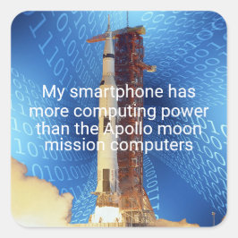 Adesivo Quadrado Poder de computação do Apollo 11