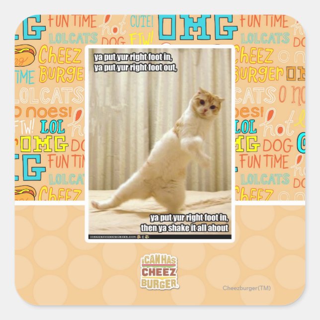 Adesivo Quadrado Põe o pé direito, põe o pé direito (Frente)