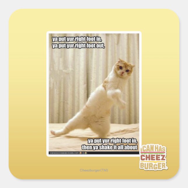 Adesivo Quadrado Põe o pé direito, põe o pé direito (Frente)