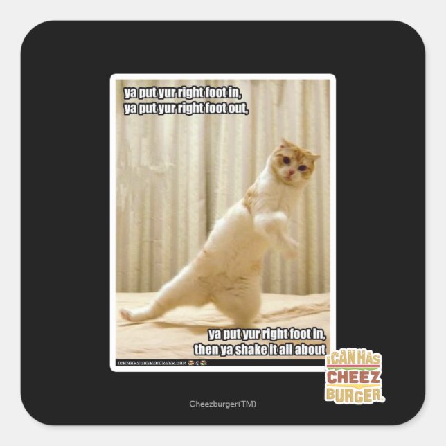 Adesivo Quadrado Põe o pé direito, põe o pé direito (Frente)