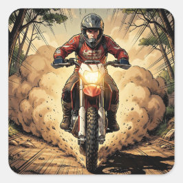 Adesivo Quadrado Poeira & Determinação Motocross em Plena Parcela