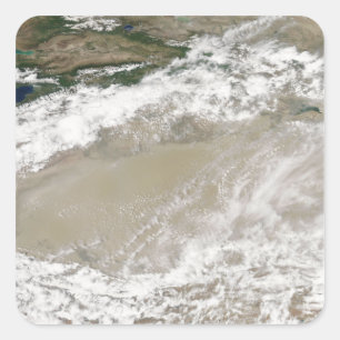 Adesivo Quadrado Poeira e nuvens pairando sobre as Des Taklimakan