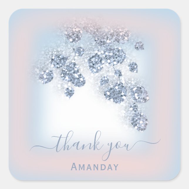 Adesivo Quadrado Poeirento Azul Brilho Floral Rosa Bbriddal Doce 16 (Frente)