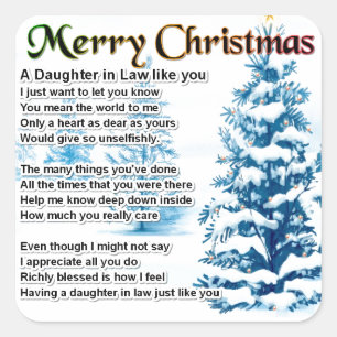 Adesivo Quadrado Poema da nora - design do Natal