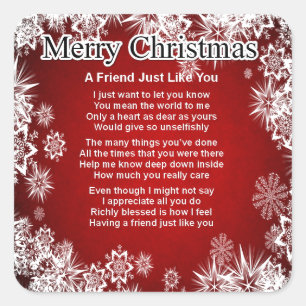 Adesivo Quadrado Poema de Amigo - Design de Natal